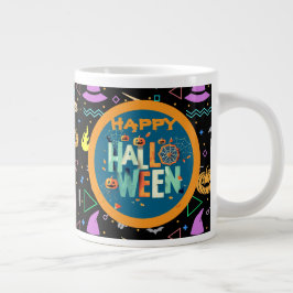 Snygg färggrann Scary Halloween Mönster Jumbo Mugg