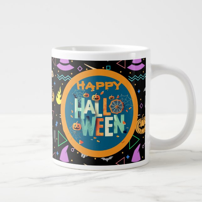 Snygg färggrann Scary Halloween Mönster Jumbo Mugg (Höger)