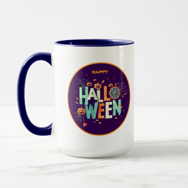 Snygg färggrann Scary Halloween Mönster Mugg (Vänster)
