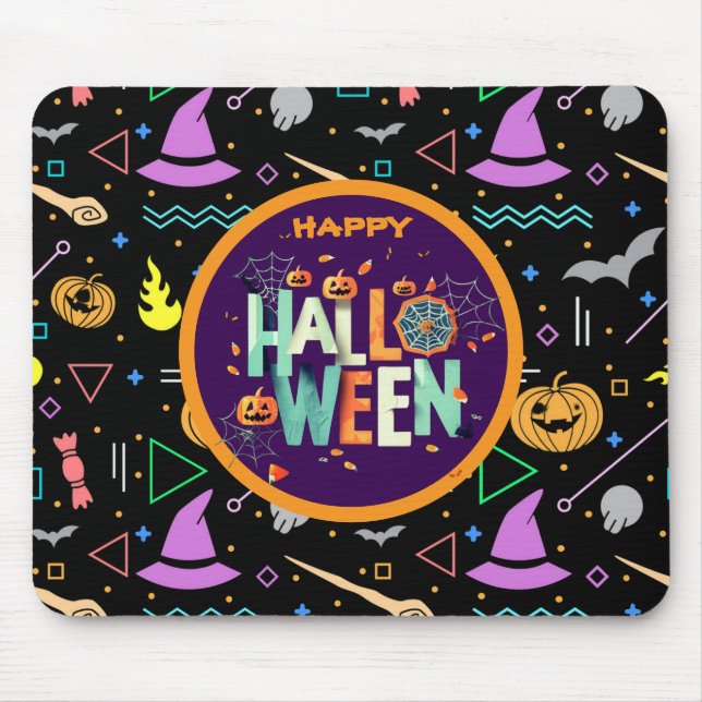 Snygg färggrann Scary Halloween Mönster Musmatta (Framsidan)