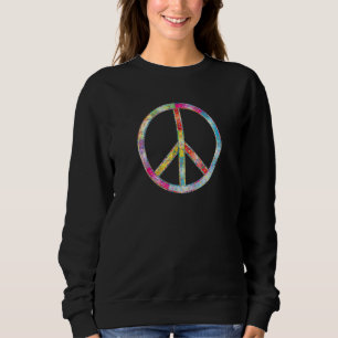 Snygg färgrik blommig mönstrad fredstecken t shirt