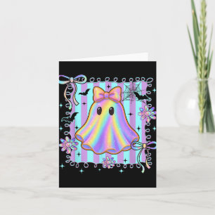 Snygg färgrik Coquette-båge Spök Boo Flicka Kuslig Kort