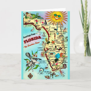Snygg färgrik Florida-karta Kort