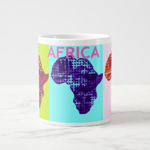 Snygg färgstark Afrika Kontinent Karta-poppkonst Jumbo Mugg