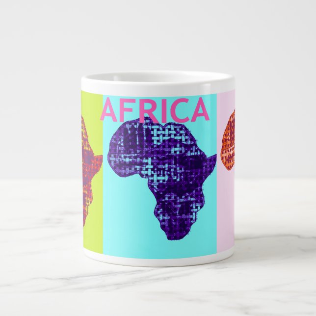 Snygg färgstark Afrika Kontinent Karta-poppkonst Jumbo Mugg (Framsidan)