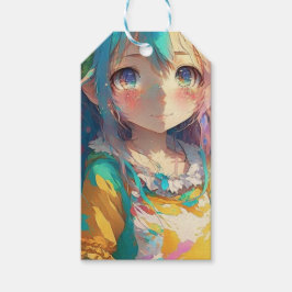 Snygg färgstark Anime Girl Presentetikett