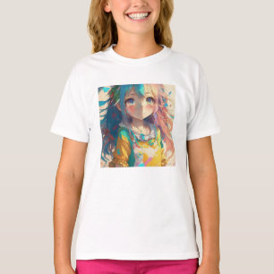 Snygg färgstark Anime Girl T Shirt