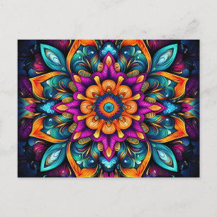 Snygg färgstark Helig Geometry Mandala Art Vykort
