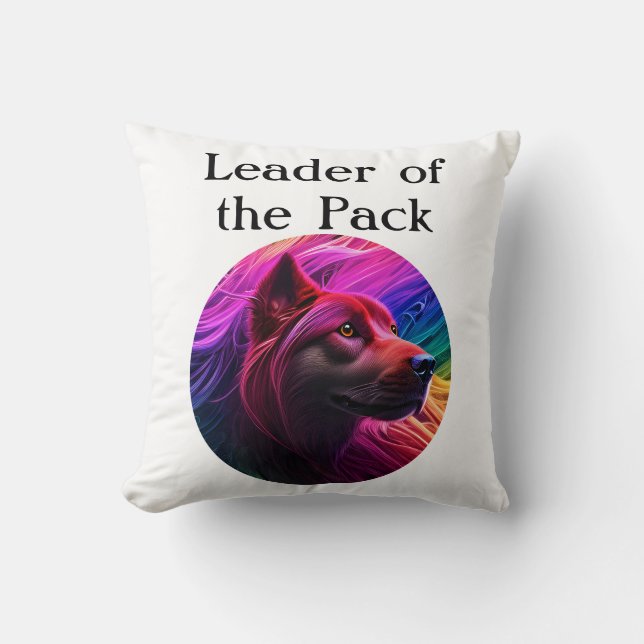 Snygg färgstark Hund Kudde (Framsida)