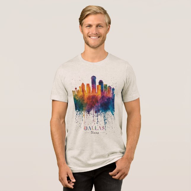 Snygg färgstark hyllning till Dallas Texas T Shirt (Framsida Full)
