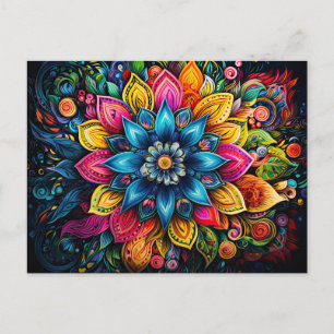 Snygg färgstark Mandala Art Geometric Mönster Vykort