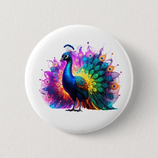 Snygg färgstark peacock Art Knapp (Framsida)