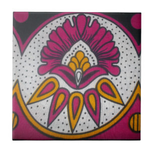 Snygg färgstark utskrift av African Fabric Motif A Kakelplatta