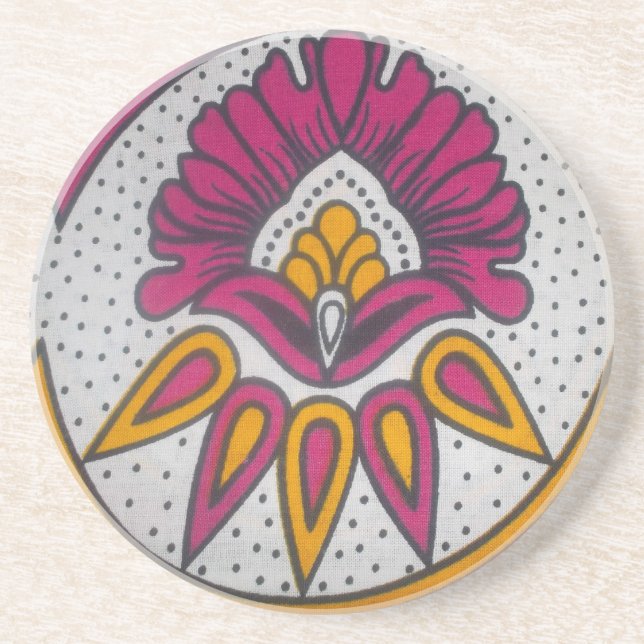 Snygg färgstark utskrift av African Fabric Motif A Underlägg Sandsten (Framsidan)