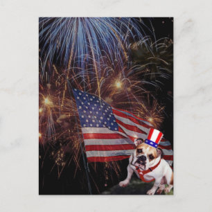 Snygg Fireworks Firande Bulldog Design Vykort
