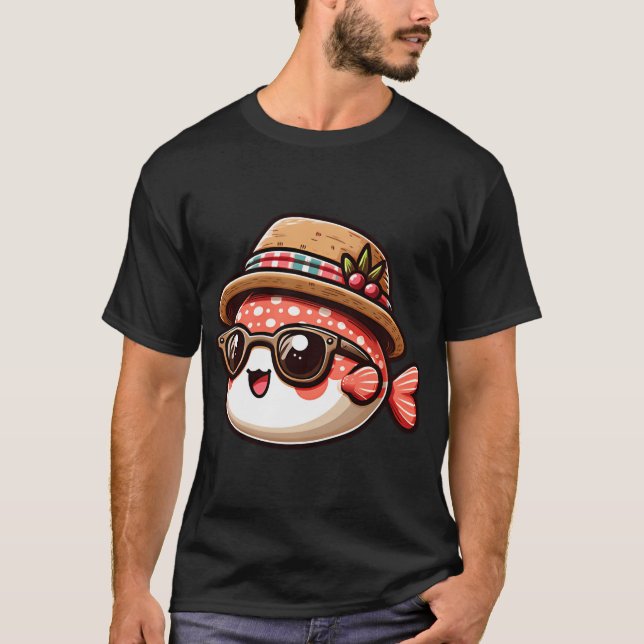 Snygg Fisk i Hatt T Shirt (Framsida)