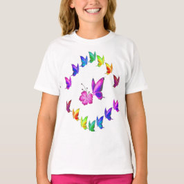 Snygg fjäril och blommor, Söt Girl's T Shirt