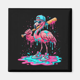 Snygg flamingo baseboll glass dropp rolig sport magnet