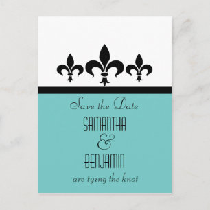 Snygg Fleur De Lis Spara datum Postkort Meddelande Vykort