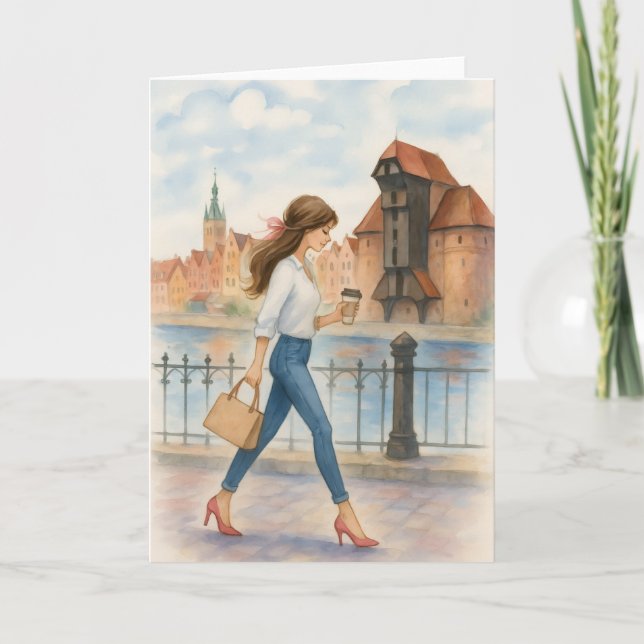 Snygg flicka i Gdansk, Polen Kort (Framsida)