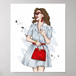 Snygg flicka i snyggt kläder med mode acc poster