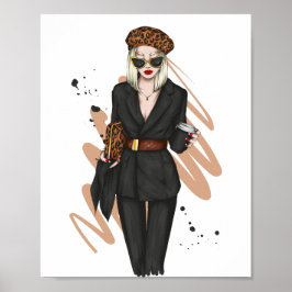 Snygg flicka i snyggt kläder med mode acc poster