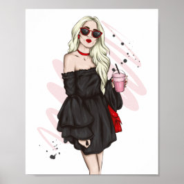 Snygg flicka i snyggt kläder med mode acc poster