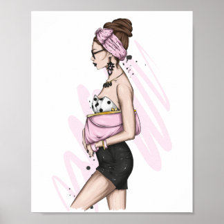 Snygg flicka i snyggt kläder med mode acc poster