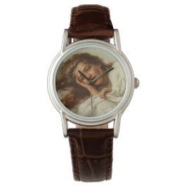 Snygg flicka Ljuger i Bed med Red Hair Armbandsur