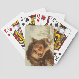 Snygg flicka Ljuger i Bed med Red Hair Casinokort