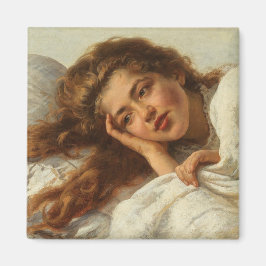 Snygg flicka Ljuger i Bed med Red Hair Magnet