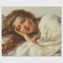 Snygg flicka Ljuger i Bed med Red Hair Presentpapper