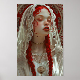 Snygg flicka med blommor Poster