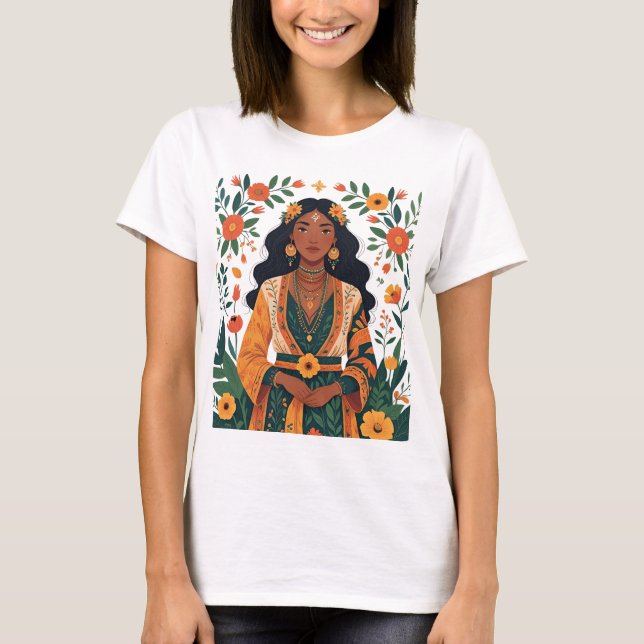 Snygg flicka med jordnära tonåringar t shirt (Framsida)