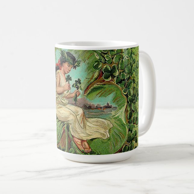 Snygg flicka med Shamrocks Kaffemugg (Framsida höger)