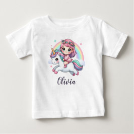 Snygg Flicka på Unicorn T Shirt