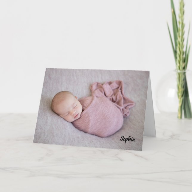 Snygg Flicka-pojke Foto Newborn-meddelande Kort (Framsida)