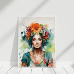 Snygg flicka Porträtt med blommor i hennes huvud Poster<br><div class="desc">Vackert Porträtt med blommor i hennes huvud Poster</div>
