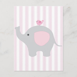 Snygg Flicka Rosa Elephant Vykort
