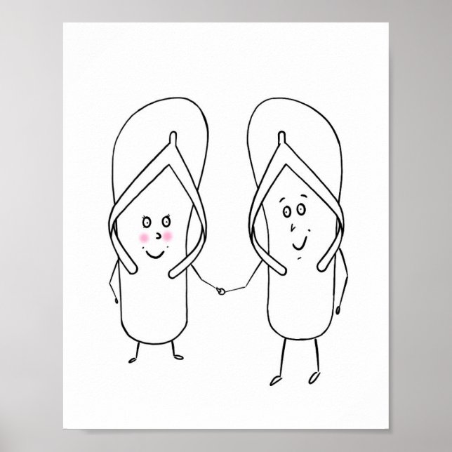 snygg flip flop, par, sandalt tema poster (Framsidan)