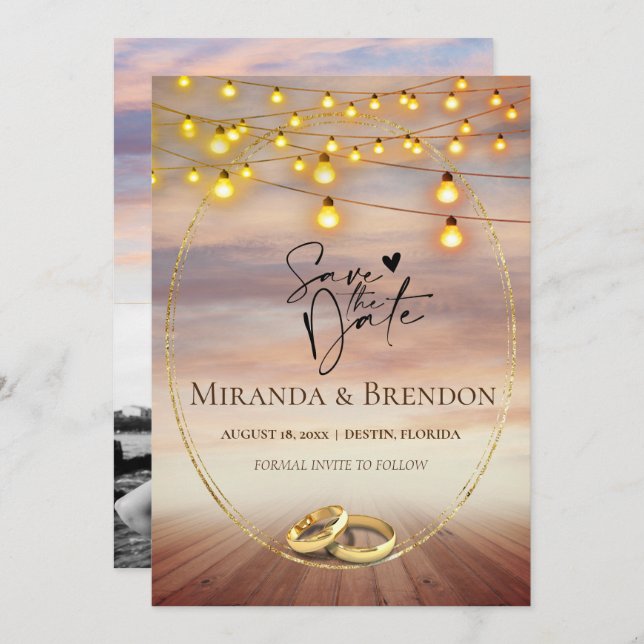 Snygg Florida-strand, ljus och bild I Inbjudningar (Fram/baksida)