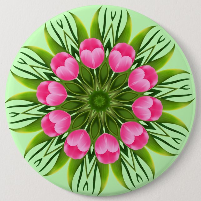 Snygg Flower Mandala Design Knapp (Framsida)