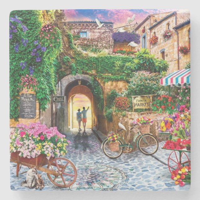 Snygg Flower Market Fine Art Stenunderlägg (Framsidan)