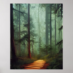 Snygg Forest Väg Digital Art Poster