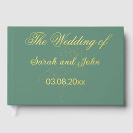 Snygg foto av guld bröllop/gäst bok.