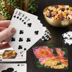Snygg foto av rosa och ro casinokort