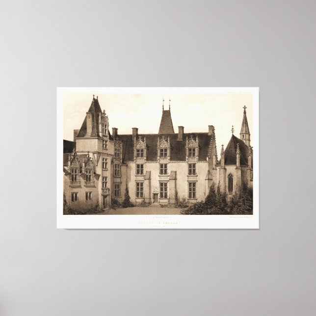 Snygg Fransk Chateau i Sepia Tones Canvastryck (Framsida)