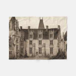 Snygg Fransk Chateau i Sepia Tones Fleecefilt