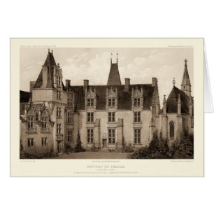 Snygg Fransk Chateau i Sepia Tones Hälsningskort
