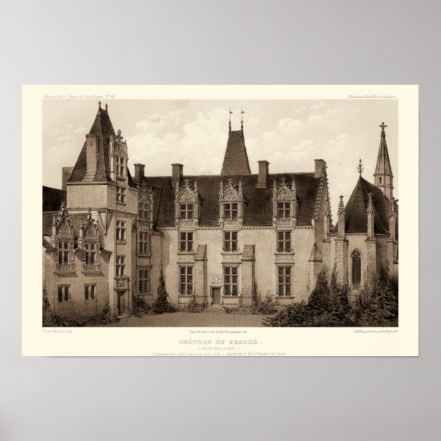 Snygg Fransk Chateau i Sepia Tones Poster (Framsidan)